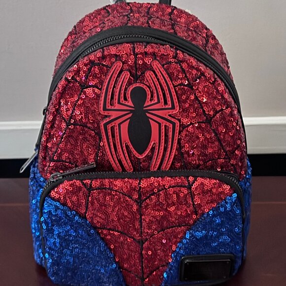 Loungefly Marvel Sequins Spiderman Mini Backpack New with Tags - Picture 2 of 13